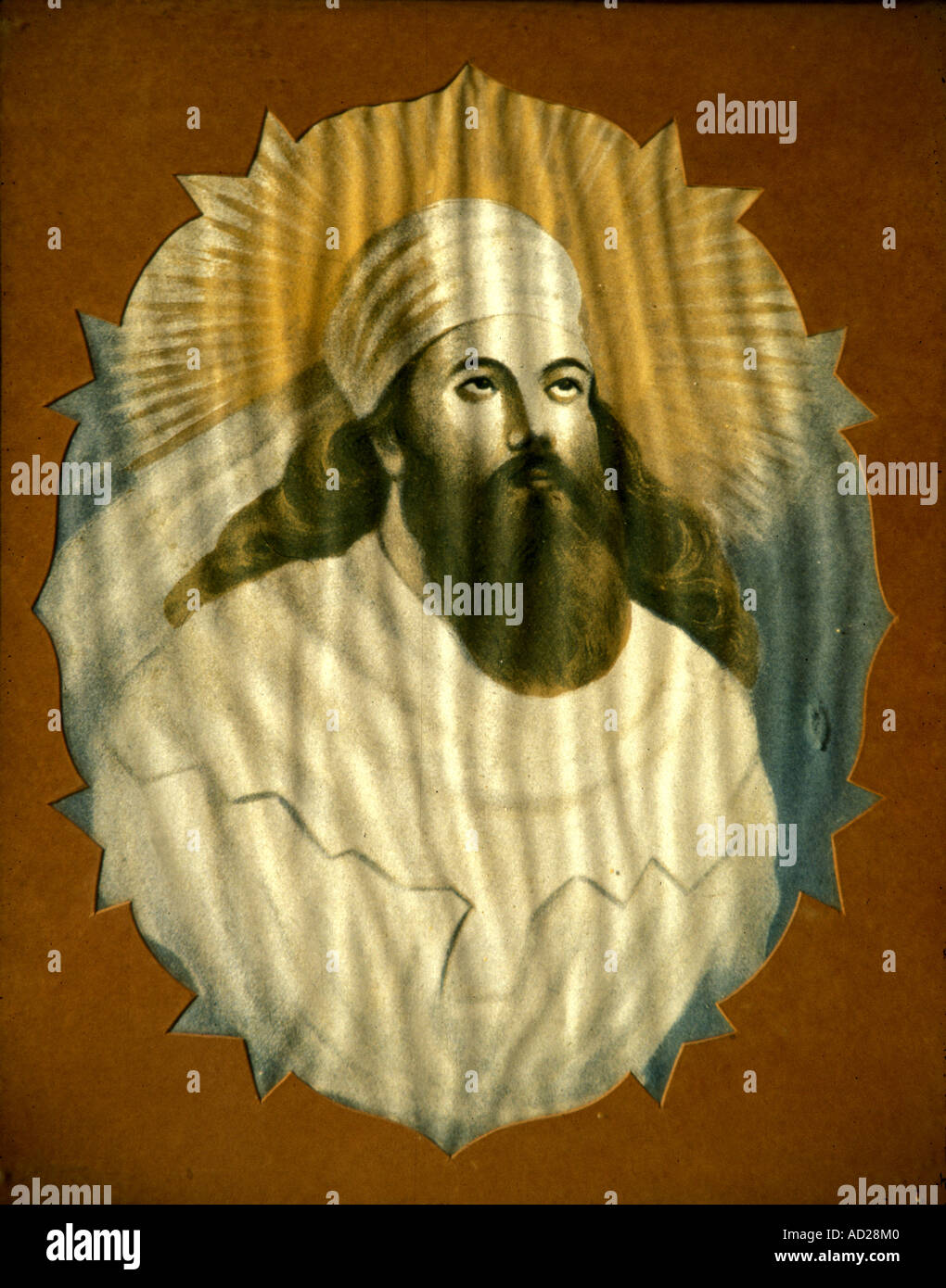 A Parsi artist`s depiction of the Prophet  Zarathustra  founder of Zoroastriaism Stock Photo